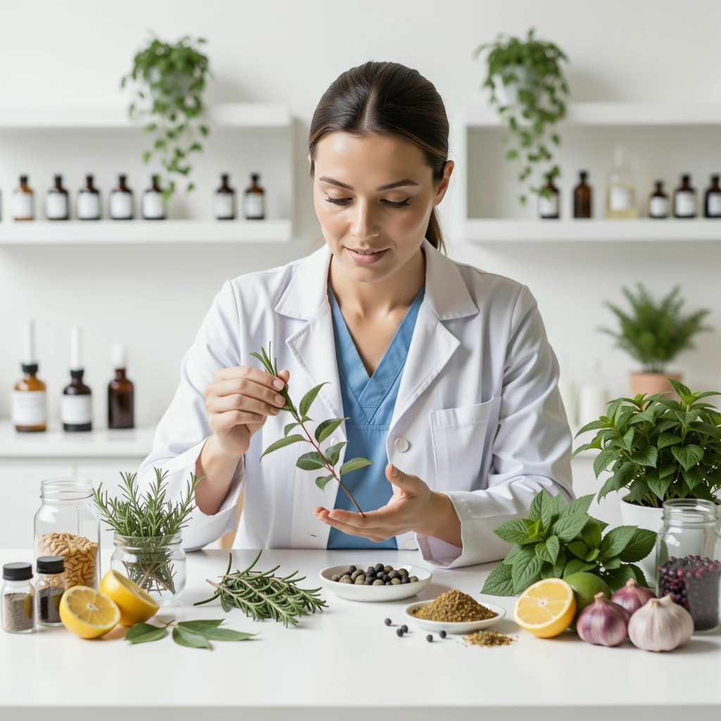 Nutritionist reviewing botanical ingredients